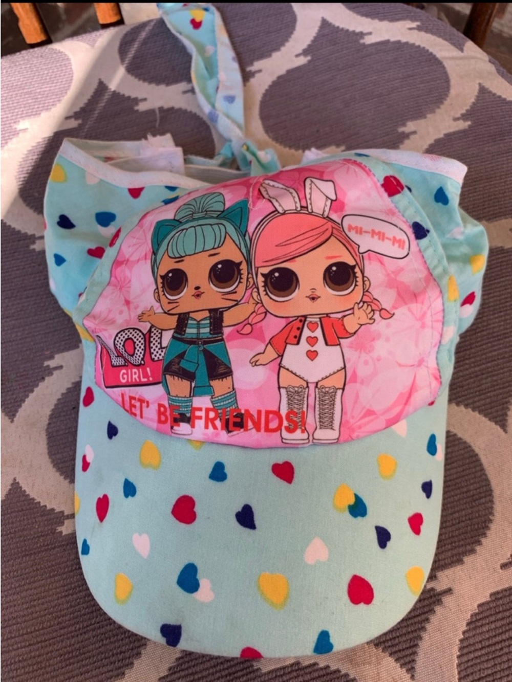 L.O.L. Surprise! Mint Heart Print Kids Cap with Pink Character Panel